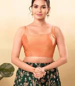 Women's brocade padded back open sleeveless saree blouse