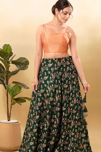 Women's brocade padded back open sleeveless saree blouse