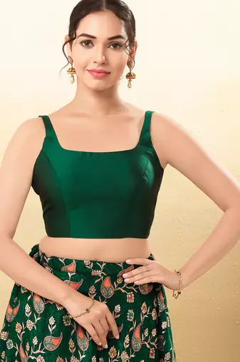 Women's brocade padded back open sleeveless saree blouse