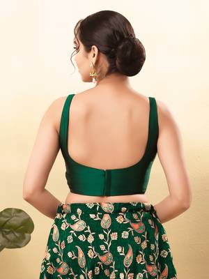 Women's brocade padded back open sleeveless saree blouse 2