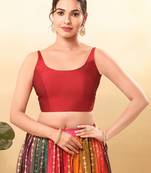 Women's brocade padded back open sleeveless saree blouse