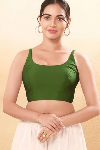 Women's brocade padded back open sleeveless saree blouse