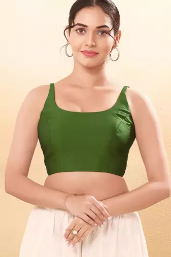 Women's brocade padded back open sleeveless saree blouse