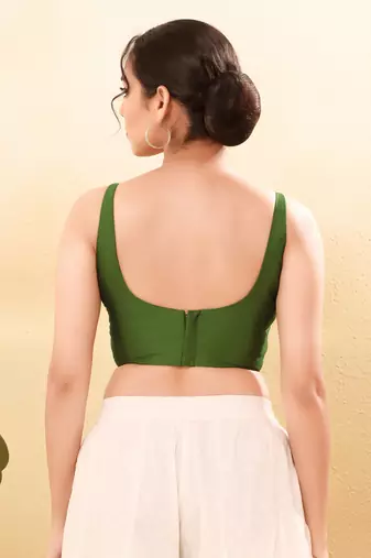 Women's brocade padded back open sleeveless saree blouse