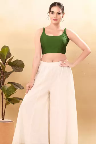 Women's brocade padded back open sleeveless saree blouse