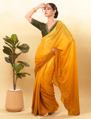 Women's mulbury silk padded back open elbow sleeves saree blouse 4