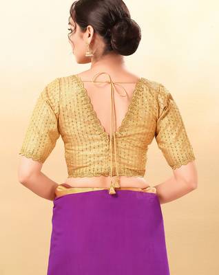 Women's mulbury silk padded back open elbow sleeves saree blouse 2