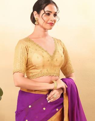 Women's mulbury silk padded back open elbow sleeves saree blouse 3