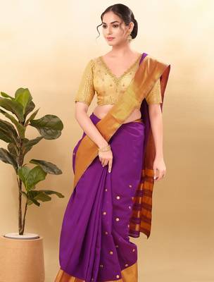 Women's mulbury silk padded back open elbow sleeves saree blouse 4