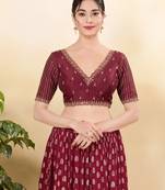 Women's mulbury silk padded back open elbow sleeves saree blouse