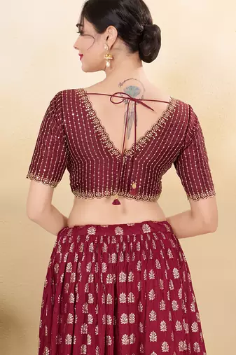 Women's mulbury silk padded back open elbow sleeves saree blouse