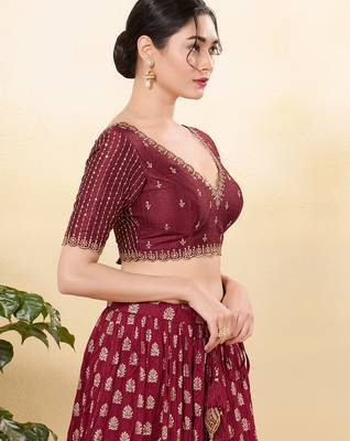 Women's mulbury silk padded back open elbow sleeves saree blouse 3