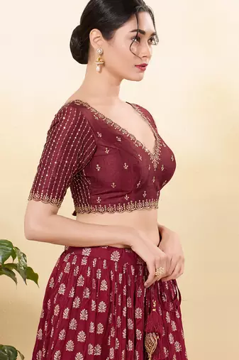 Women's mulbury silk padded back open elbow sleeves saree blouse