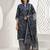 Blue printed cotton blend stitched abstract print salwar kurta dupatta for women