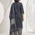 Blue printed cotton blend stitched abstract print salwar kurta dupatta for women