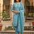 Blue printed cotton blend stitched geometric print salwar kurta dupatta for women