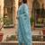 Blue printed cotton blend stitched geometric print salwar kurta dupatta for women
