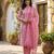 Pink printed cotton blend stitched geometric print salwar kurta dupatta for women