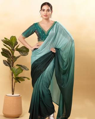 Women's mulbury silk padded back open elbow sleeves saree blouse 4