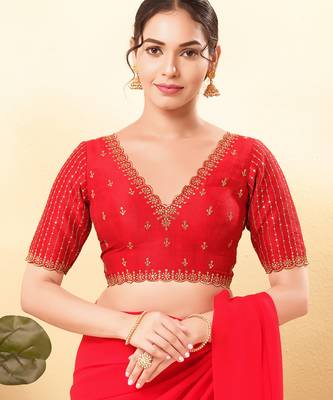 Women's mulbury silk padded back open elbow sleeves saree blouse 1