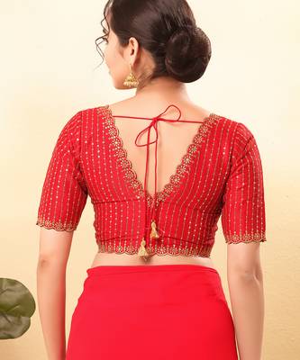 Women's mulbury silk padded back open elbow sleeves saree blouse 2