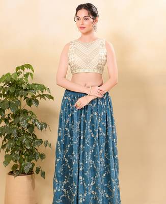 Women's jain silk padded back open sleeveless saree blouse 4