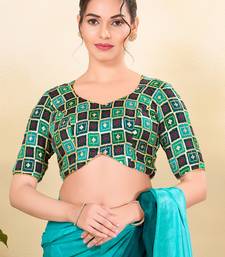 Women's jain silk padded back open elbow sleeves saree blouse