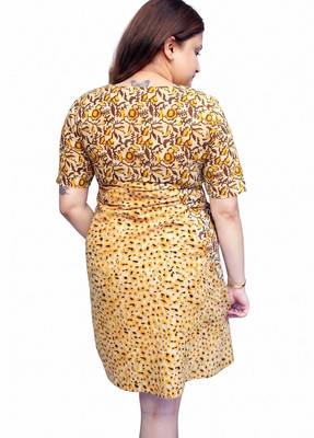 Brown Kalamkari Handblock Printed Cotton Knee-Length kurti 2