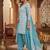 Blue printed cotton blend stitched floral print salwar kurta dupatta for women
