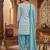 Blue printed cotton blend stitched floral print salwar kurta dupatta for women