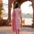 Pink printed cotton blend stitched floral print salwar kurta dupatta for women