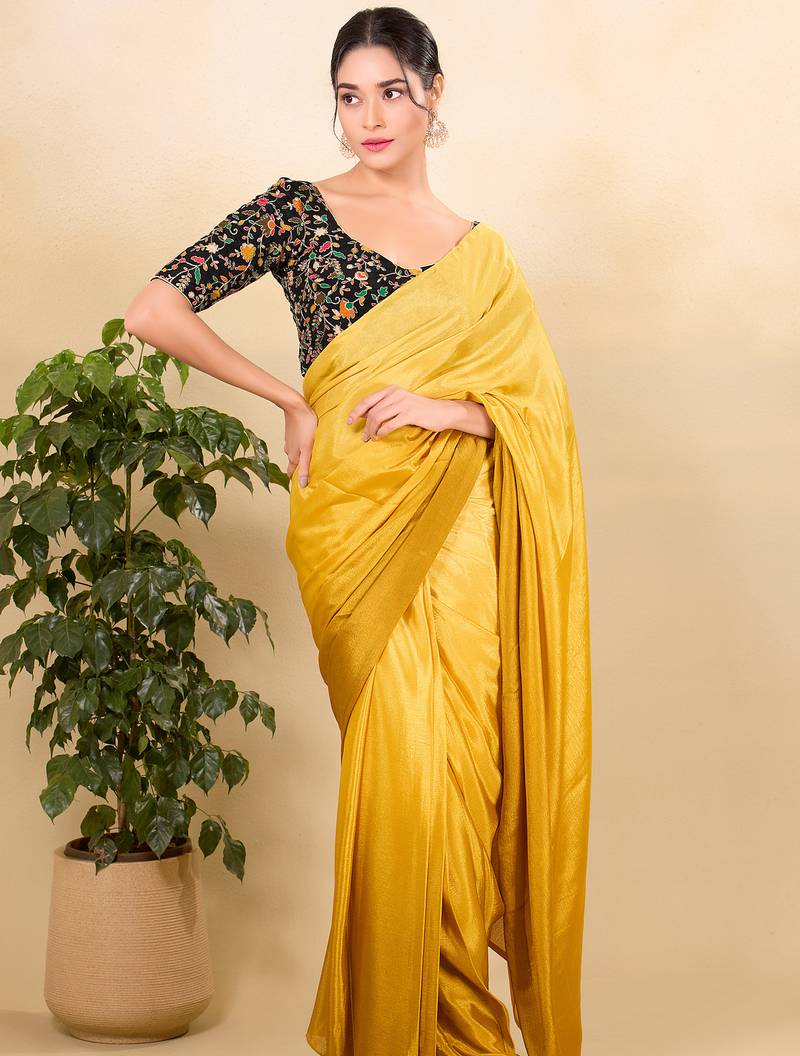 Women's jain silk padded back open elbow sleeves saree blouse
