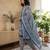 Blue printed cotton blend stitched floral print salwar kurta dupatta for women