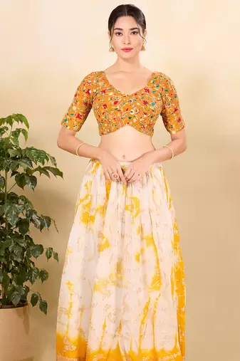 Women's jain silk padded back open elbow sleeves saree blouse