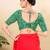 Women's jain silk padded back open elbow sleeves saree blouse