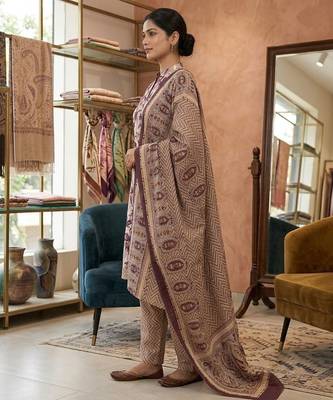Purple printed cotton blend stitched floral print salwar kurta dupatta for women 2