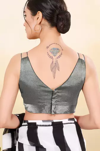 Women's tissue padded back open sleeveless saree blouse