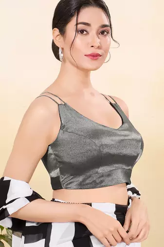 Women's tissue padded back open sleeveless saree blouse