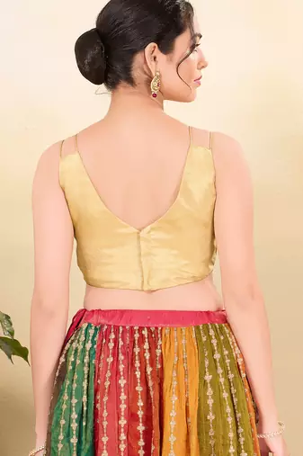 Women's tissue padded back open sleeveless saree blouse