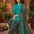 Teal printed cotton blend stitched floral print salwar kurta dupatta for women