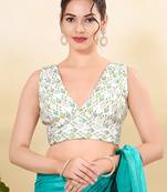 Women's silk padded back open sleeveless saree blouse