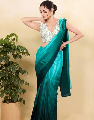 Women's silk padded back open sleeveless saree blouse 4