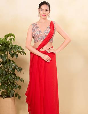 Women's silk padded back open sleeveless saree blouse 4