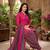 Pink printed cotton blend stitched floral print salwar kurta dupatta for women
