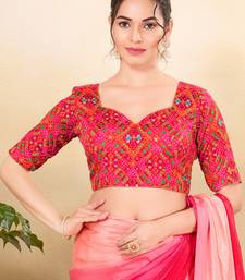 Women's jain silk padded back open elbow sleeves saree blouse