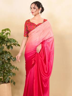 Women's jain silk padded back open elbow sleeves saree blouse 4