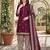 Wine printed cotton blend stitched geometric print salwar kurta dupatta for women