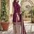 Wine printed cotton blend stitched geometric print salwar kurta dupatta for women