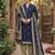 Blue printed cotton blend stitched geometric print salwar kurta dupatta for women
