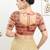 Women's brocade padded front open elbow sleeves saree blouse